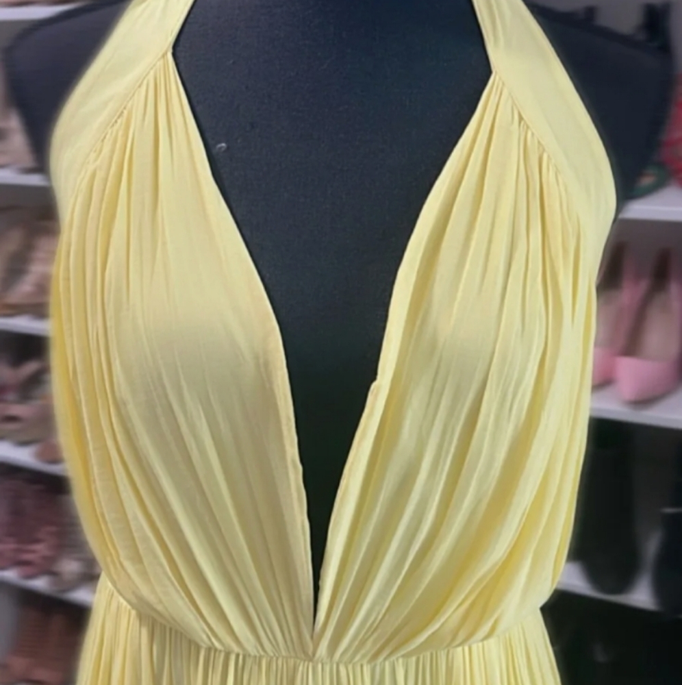 Beautiful Yellow Maxi Halter Dress - Picture 4 of 4
